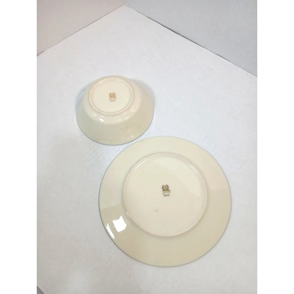 Vintage Lenox Holly Hobbie Child’s Plate and Bowl Set Blue Rim Nursery Baby Dish